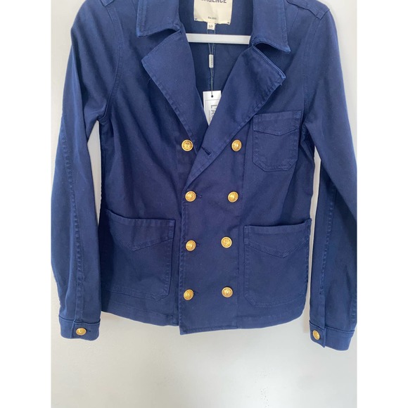 L’AGENCE Allison women’s navy double breasted denim jacket size small 0050 - Picture 10 of 16